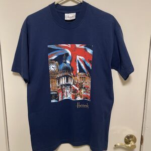Vintage Harrods Knightsbridge T-shirt Adult Blue London Graphic Shirt M